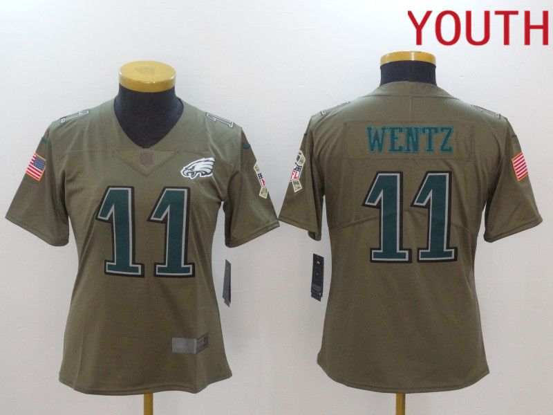 Youth Philadelphia Eagles #11 Wentz green Nike Olive Salute To Service Limited NFL Jersey->dallas cowboys->NFL Jersey